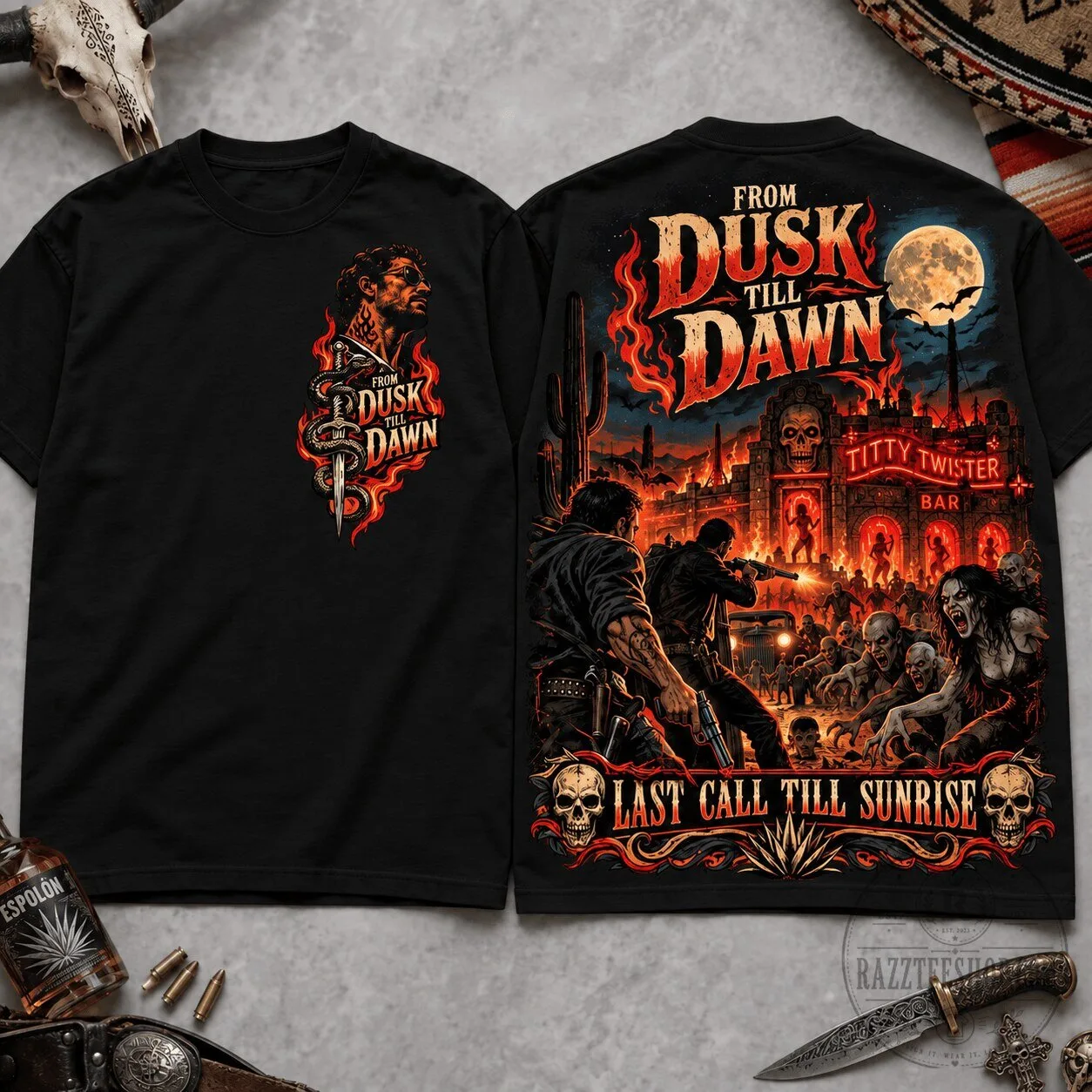 From Dusk Till Dawn Last Call Till Sunrise Movie T-Shirt