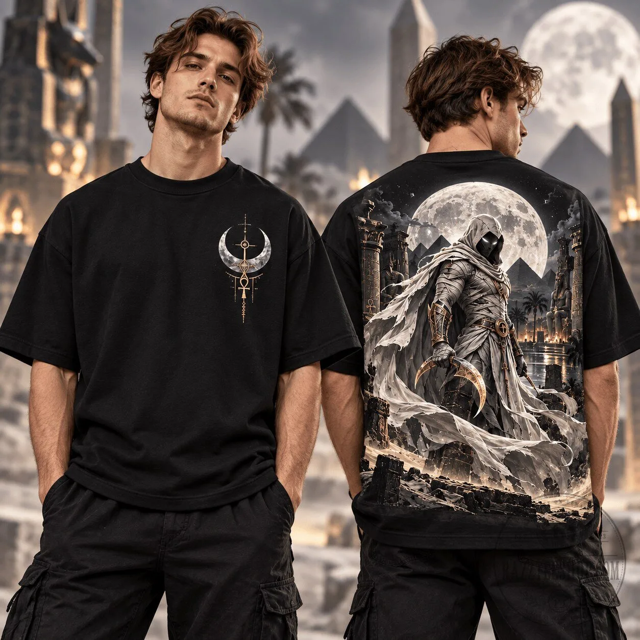 Moon Knight Egyptian Moon Warrior Black Graphic T-Shirt For Marvel Fans 5 Moon Knight Egyptian Moon Warrior Black Graphic T-Shirt For Marvel Fans