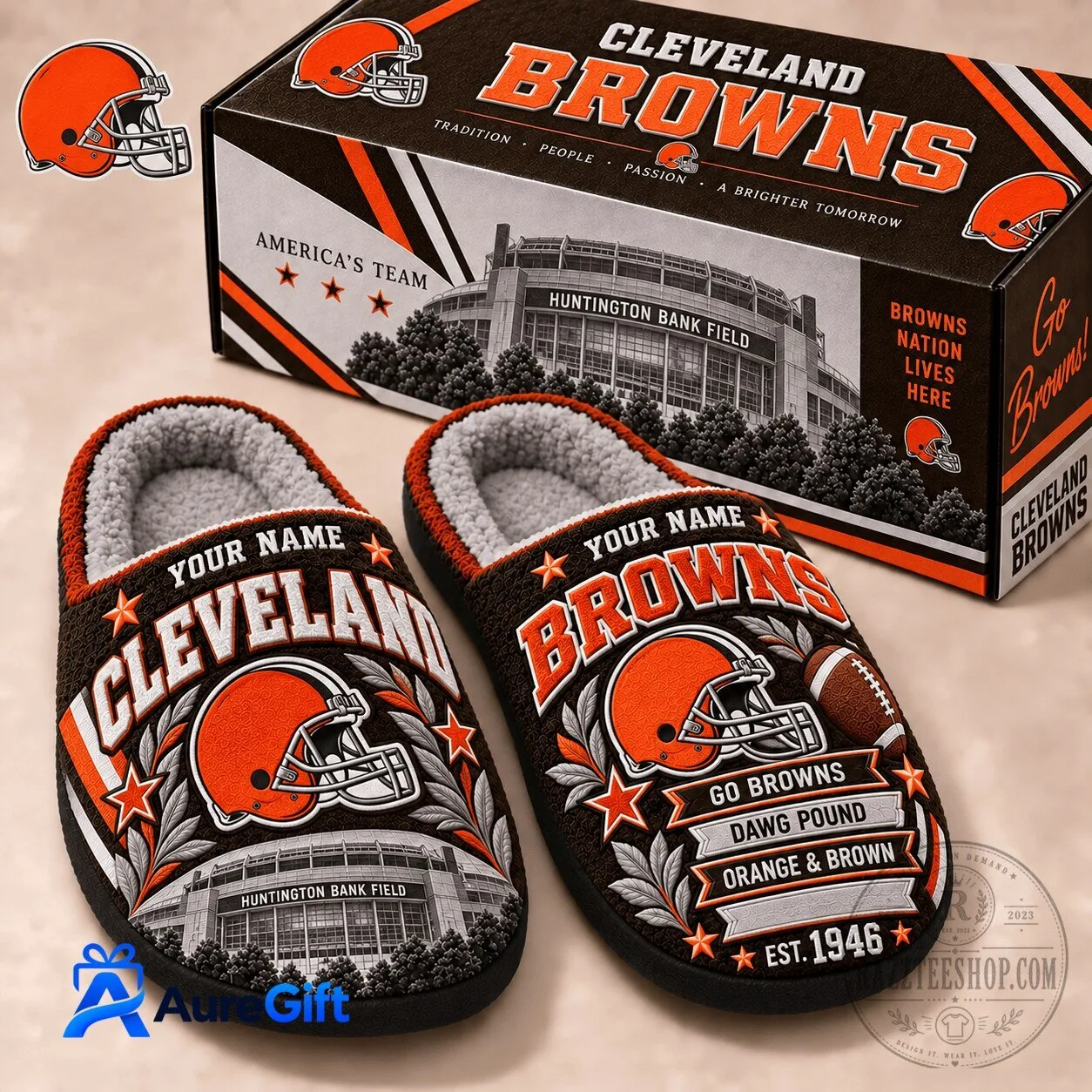Cleveland Browns Football Team Personalized Slippers for Men and Women