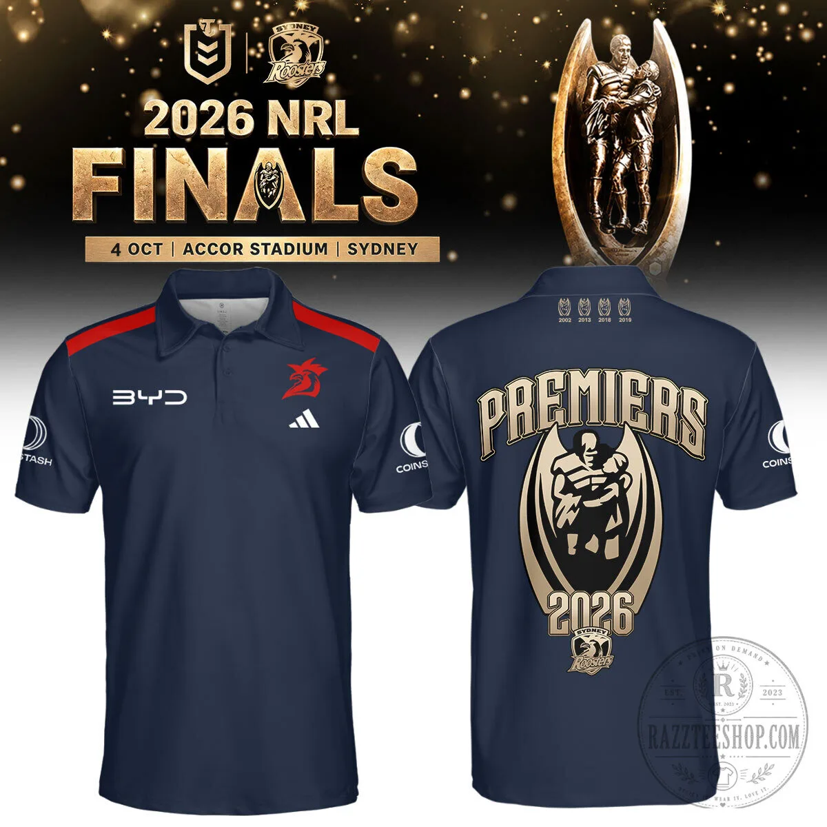 Sydney Roosters 2026 NRL Finals Premiers Rugby Polo Shirt