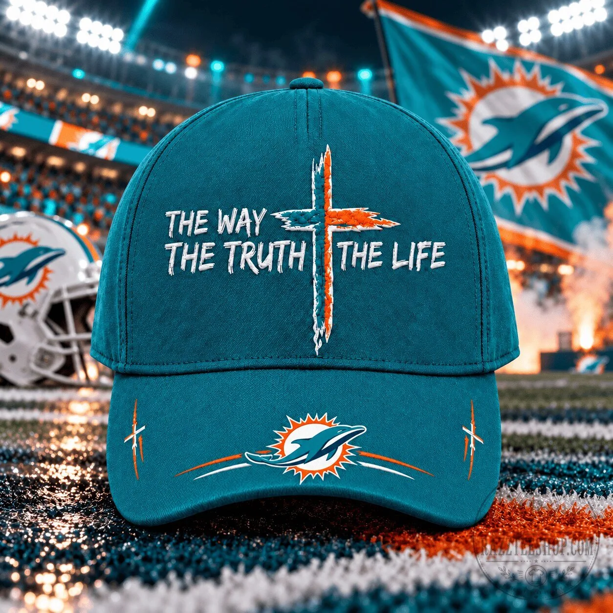 Miami Dolphins The Way The Truth The Life Faith Cross Football Fan Cap Hat