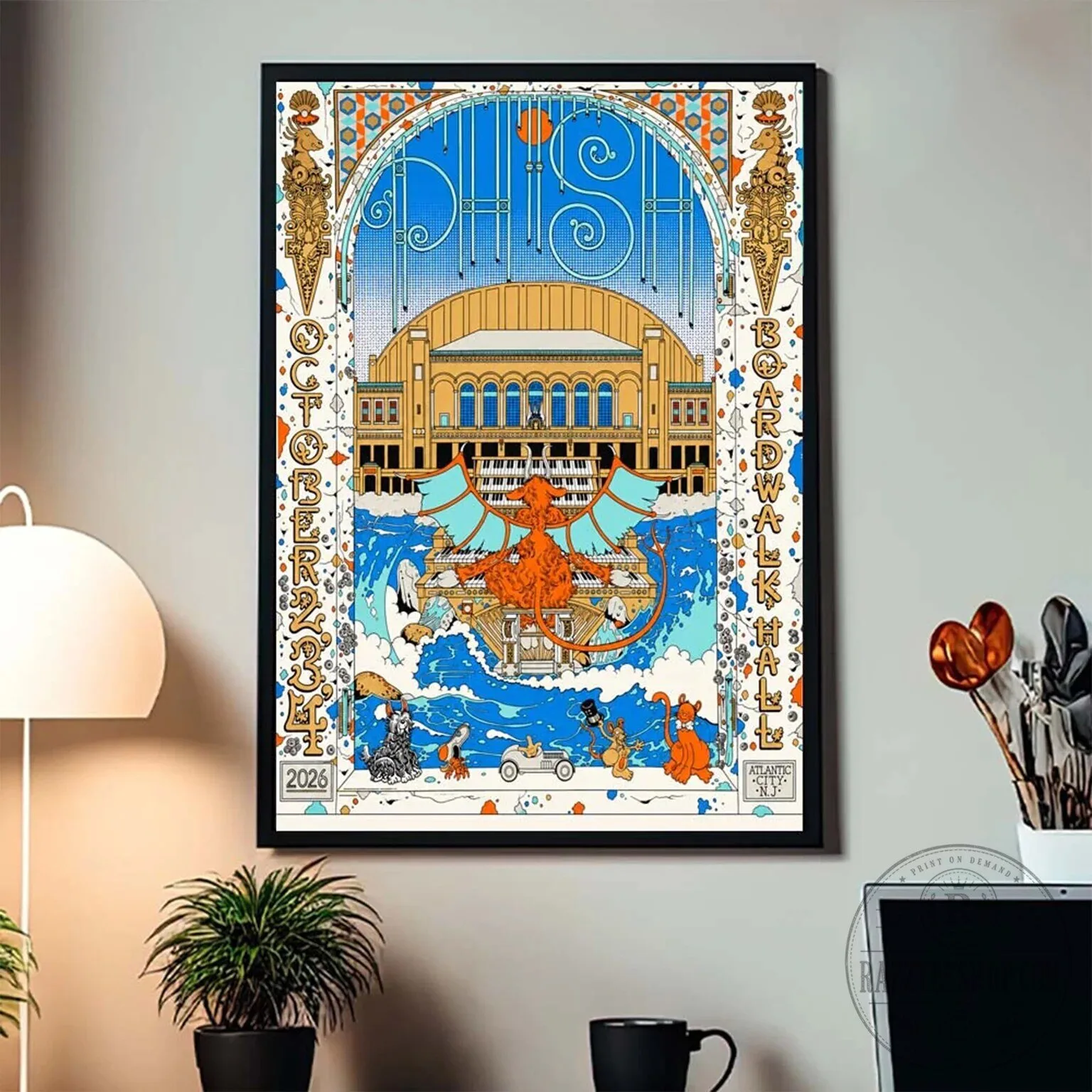 Phish Atlantic City Boardwalk Hall October 2026 Concert Tour Poster Wall Art