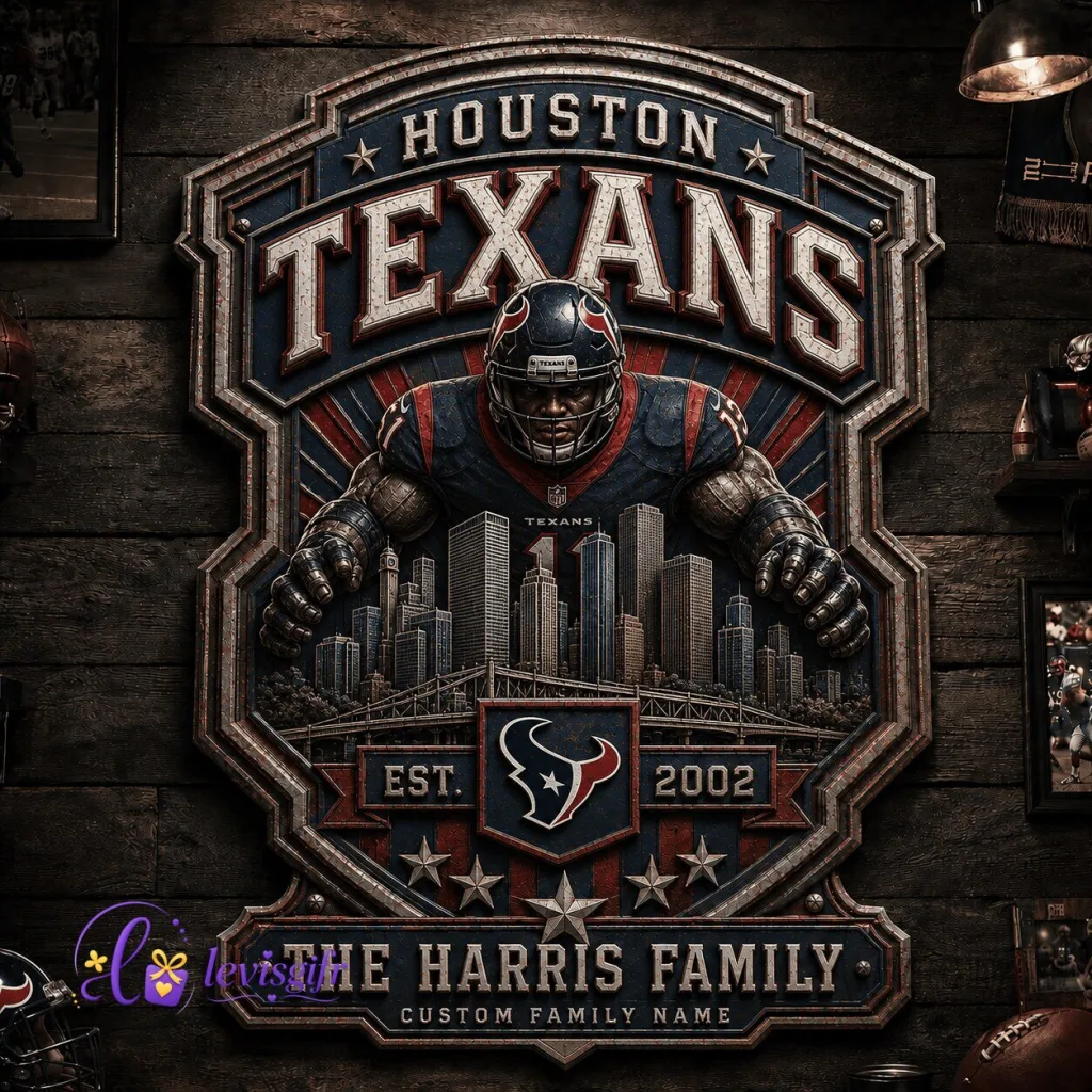 Houston Texans Football Personalized Vintage Metal Sign Wall Art Decor Houston Texans Football Personalized Vintage Metal Sign Wall Art Decor