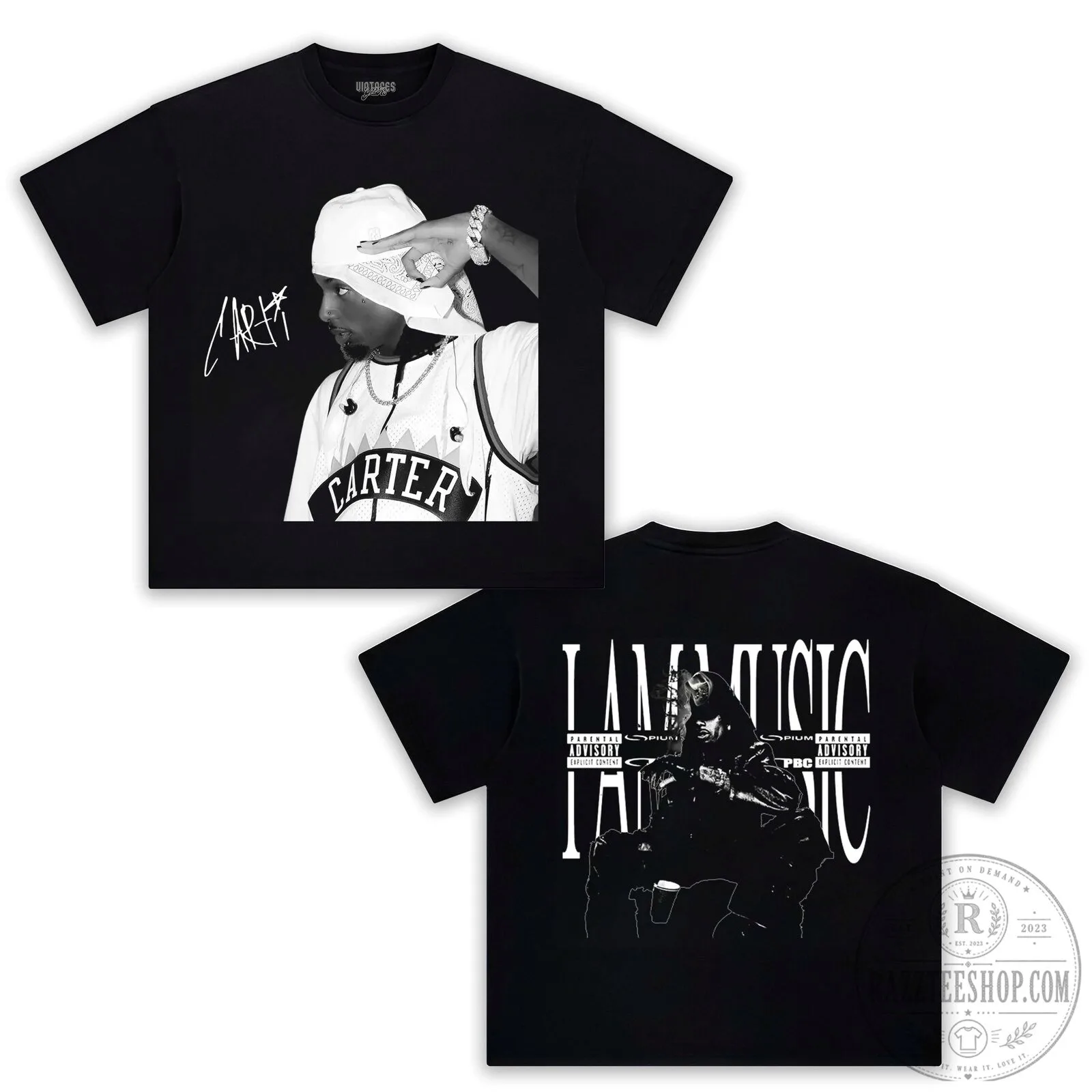 Black Graphic T-Shirt for Fans of Rapper Playboi Carti Music 2 Black Graphic T-Shirt for Fans of Rapper Playboi Carti Music