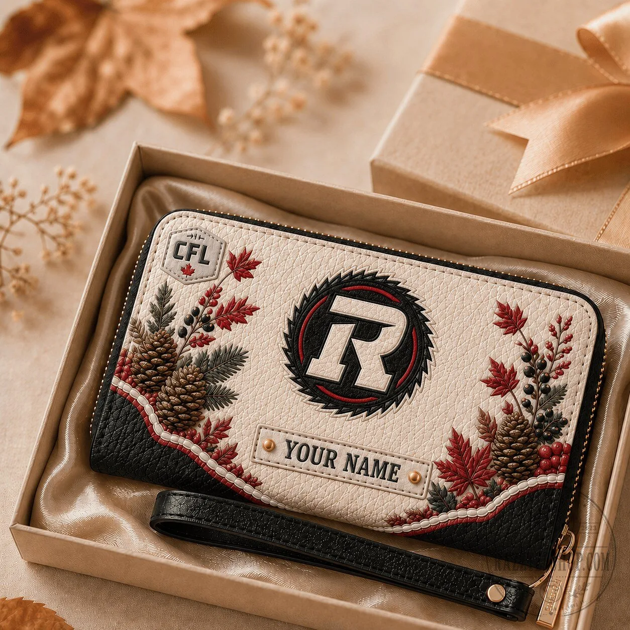 Ottawa Redblacks CFL Autumn Leaves Custom Name Women's Clutch Wallet
