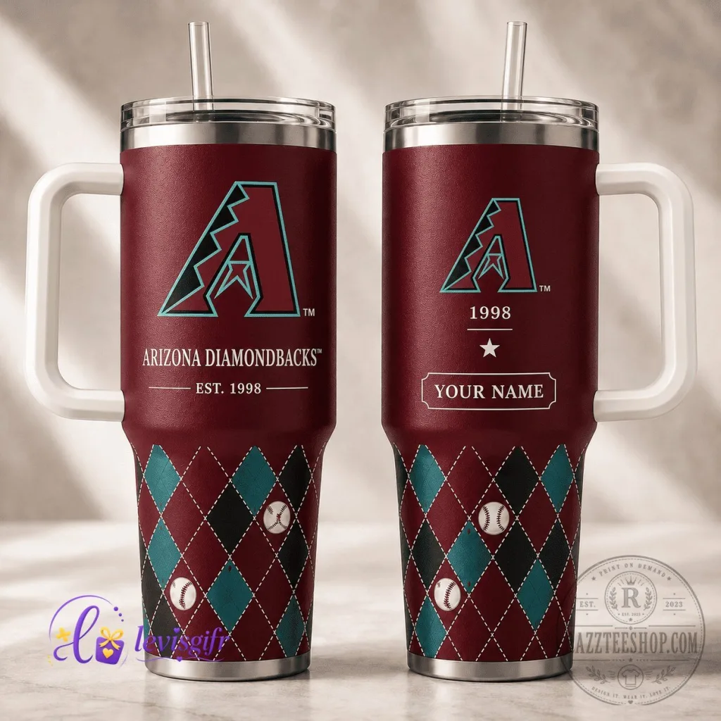 Arizona Diamondbacks Baseball Team Personalized Insulated Tumbler with Handle Arizona Diamondbacks Baseball Team Personalized Insulated Tumbler with Handle