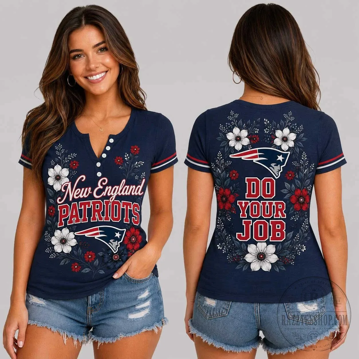 New England Patriots Floral Elegant Game Day Women's T-Shirt 2 New England Patriots Floral Elegant Game Day Women's T-Shirt