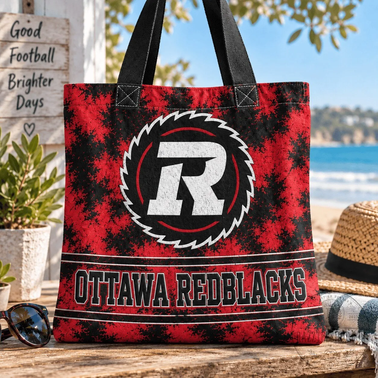Ottawa Redblacks Canadian Football League Team Logo Red and Black Tote Bag 5 Ottawa Redblacks Canadian Football League Team Logo Red and Black Tote Bag