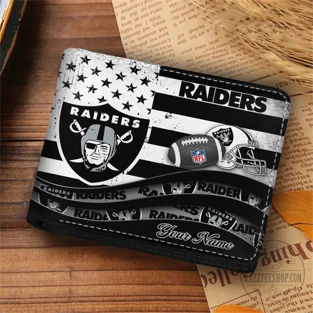Las Vegas Raiders American Flag Personalized Football Team Wallet 3 Las Vegas Raiders American Flag Personalized Football Team Wallet