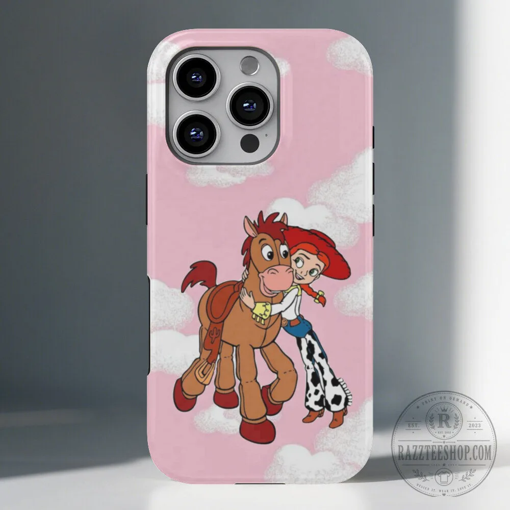 Jessie and Bullseye Toy Story Cartoon Character Pink Clouds Phone Case