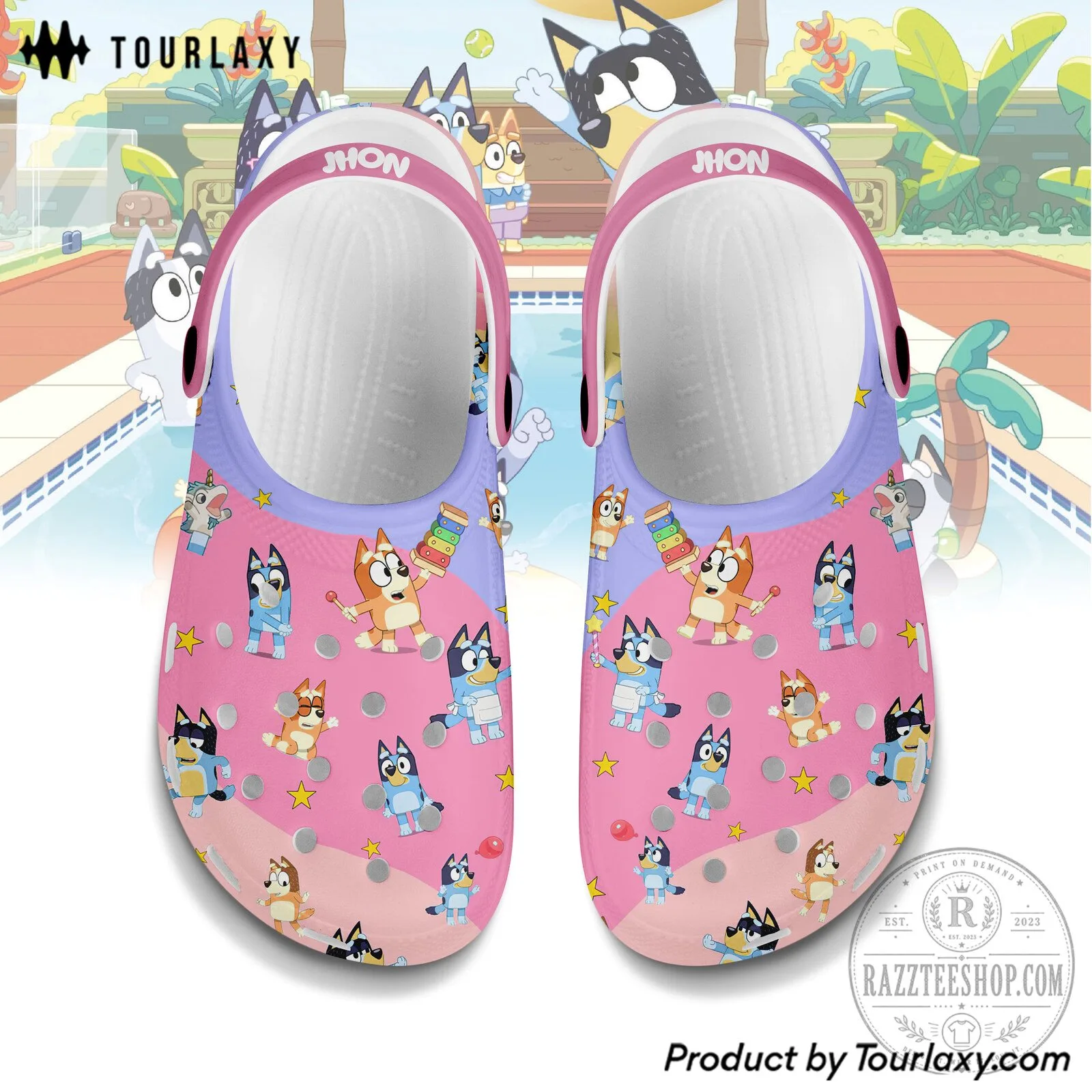 Bluey and Bingo Cartoon Characters Pink Kids Clogs 3 Bluey and Bingo Cartoon Characters Pink Kids Clogs