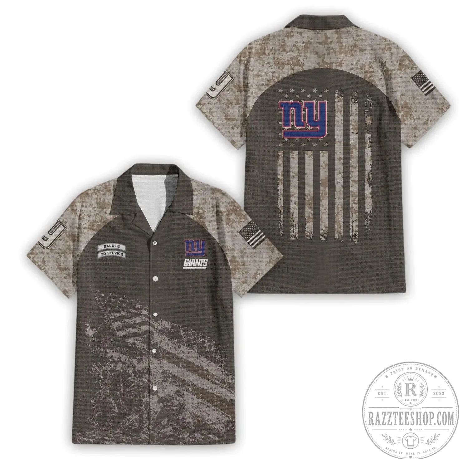 Military Camouflage Hawaiian Shirt for New York Giants Salute To Service