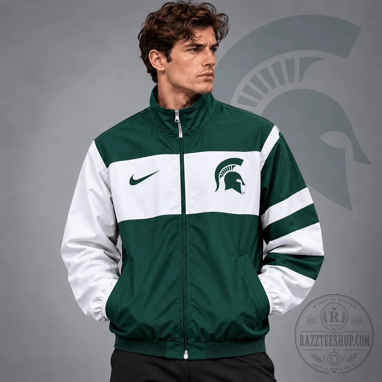 Michigan State Spartans NCAA Colorblock Full Zip Windbreaker Jacket