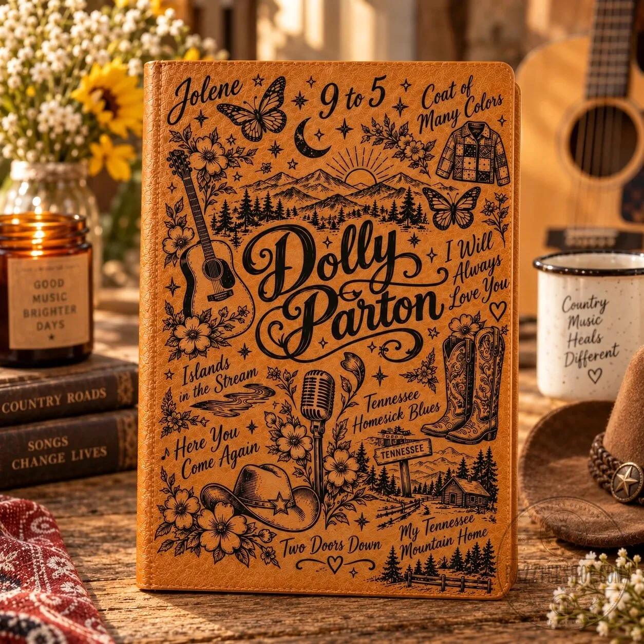 Country Music Dolly Parton Engraved Vegan Leather Journal Notebook 10 Country Music Dolly Parton Engraved Vegan Leather Journal Notebook