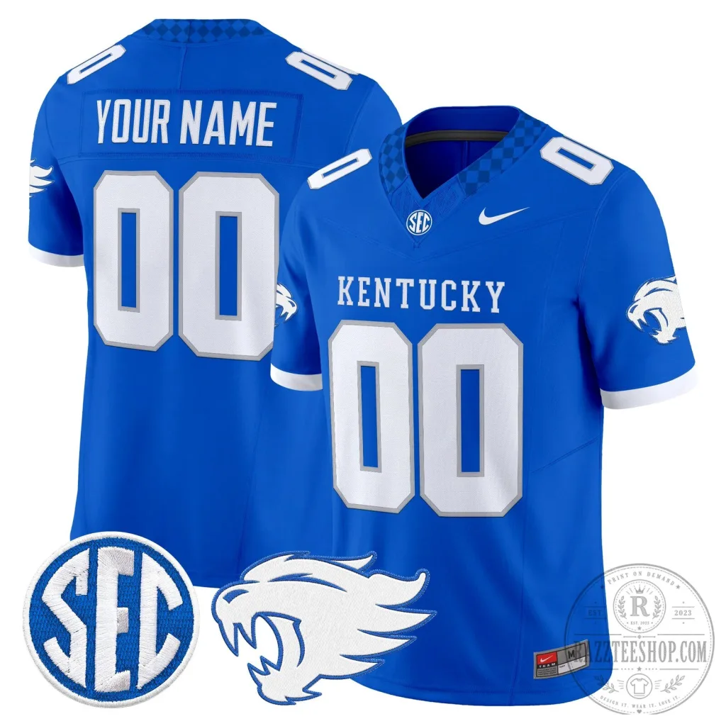 Kentucky Wildcats Custom Football Jersey with Personalized Name and Number Kentucky Wildcats Custom Football Jersey with Personalized Name and Number