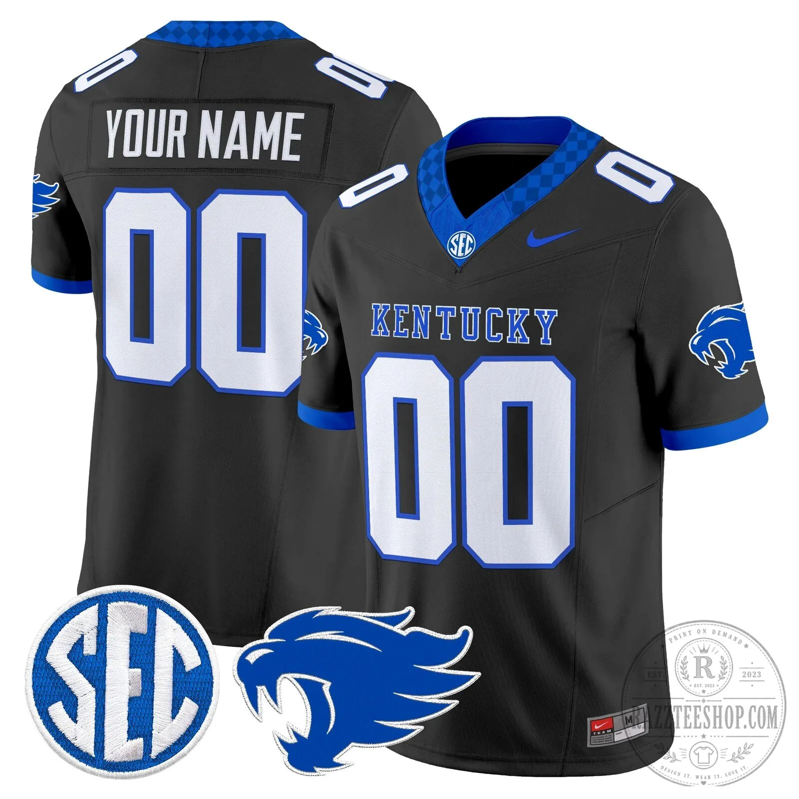 Kentucky Wildcats Custom Football Jersey with Personalized Name and Number 12 Kentucky Wildcats Custom Football Jersey with Personalized Name and Number