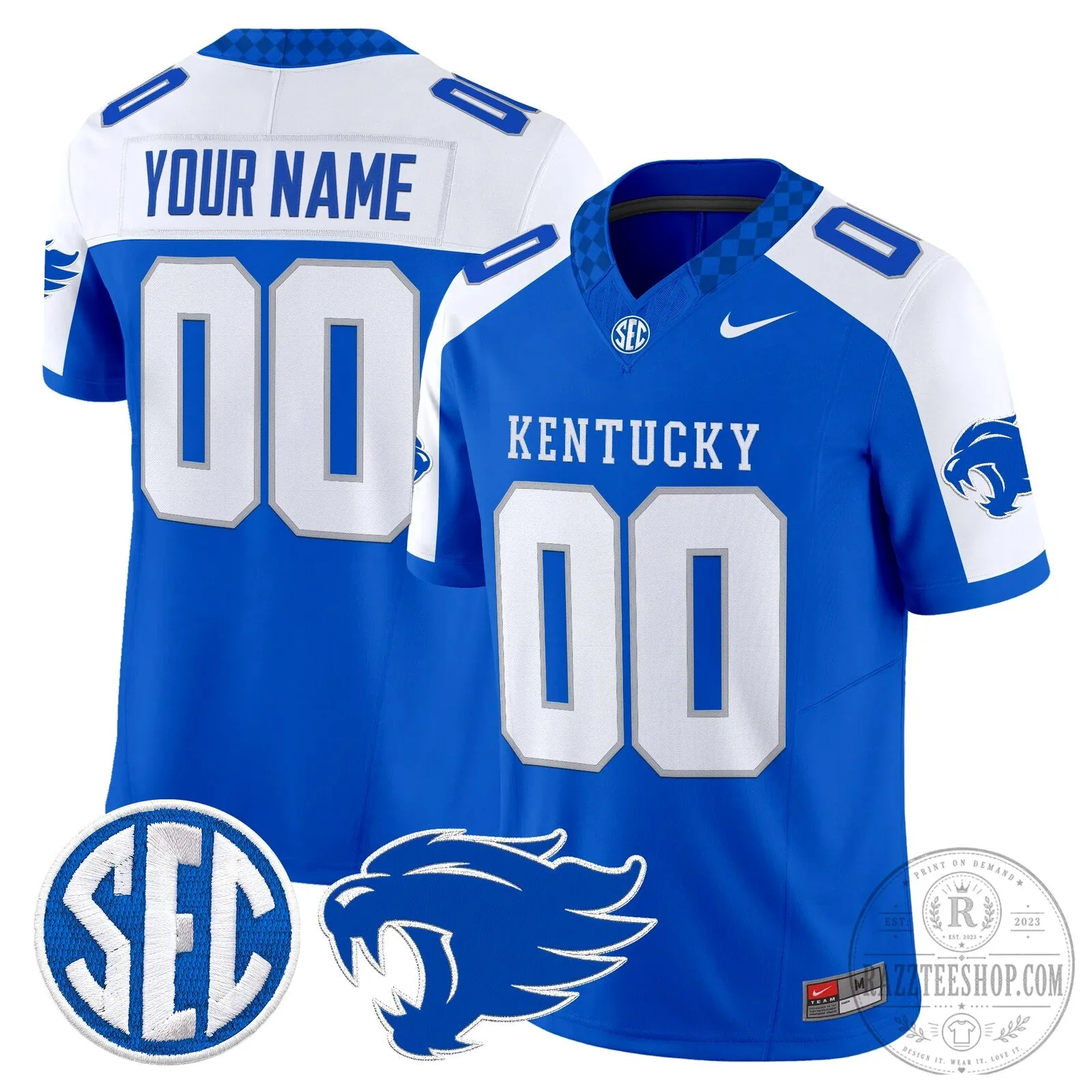 Kentucky Wildcats Custom Football Jersey with Personalized Name and Number 14 Kentucky Wildcats Custom Football Jersey with Personalized Name and Number