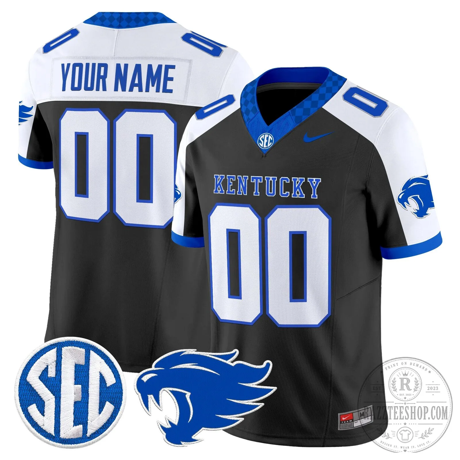 Kentucky Wildcats Custom Football Jersey with Personalized Name and Number 15 Kentucky Wildcats Custom Football Jersey with Personalized Name and Number