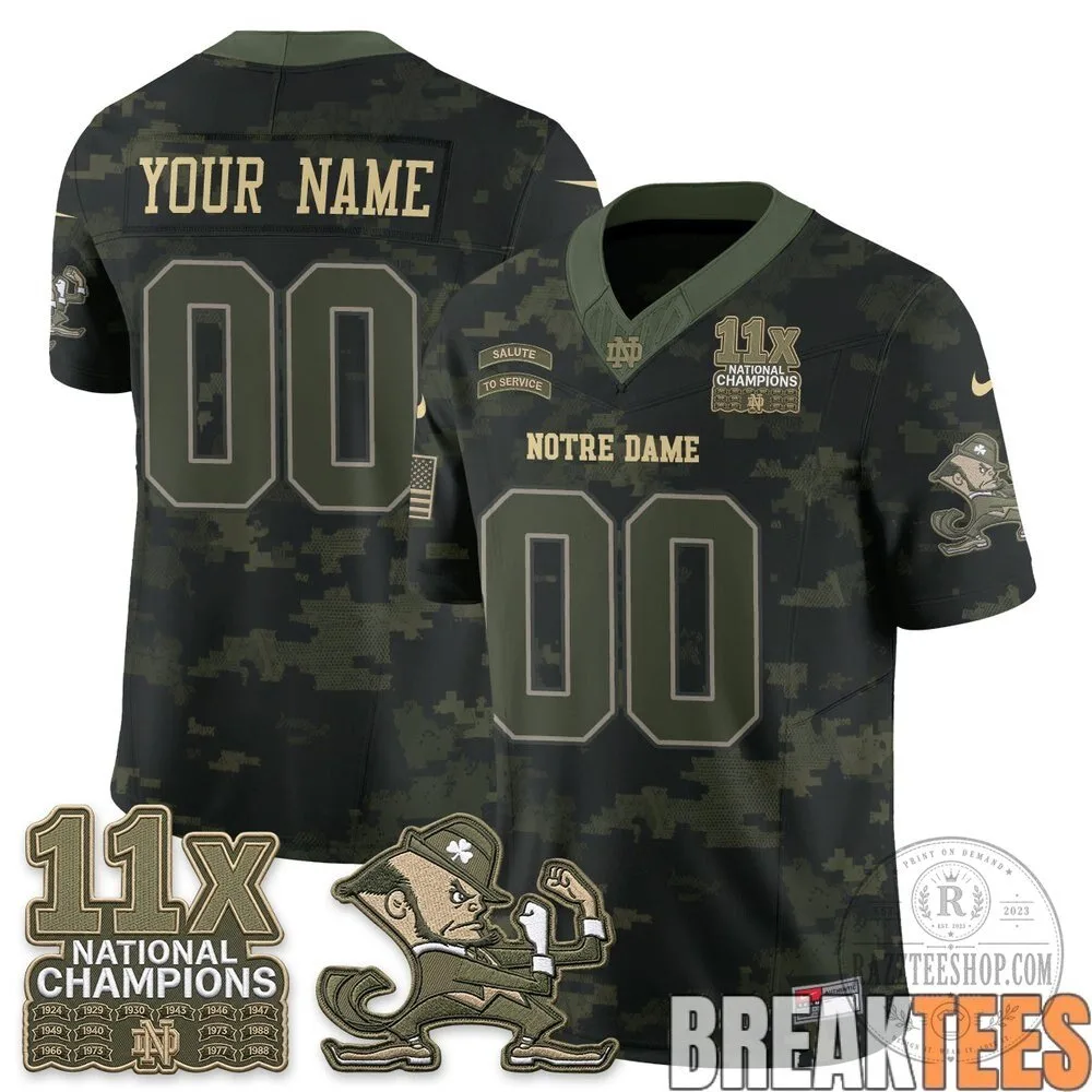 Notre Dame Fighting Irish Salute To Service Custom Football Jersey 9 Notre Dame Fighting Irish Salute To Service Custom Football Jersey