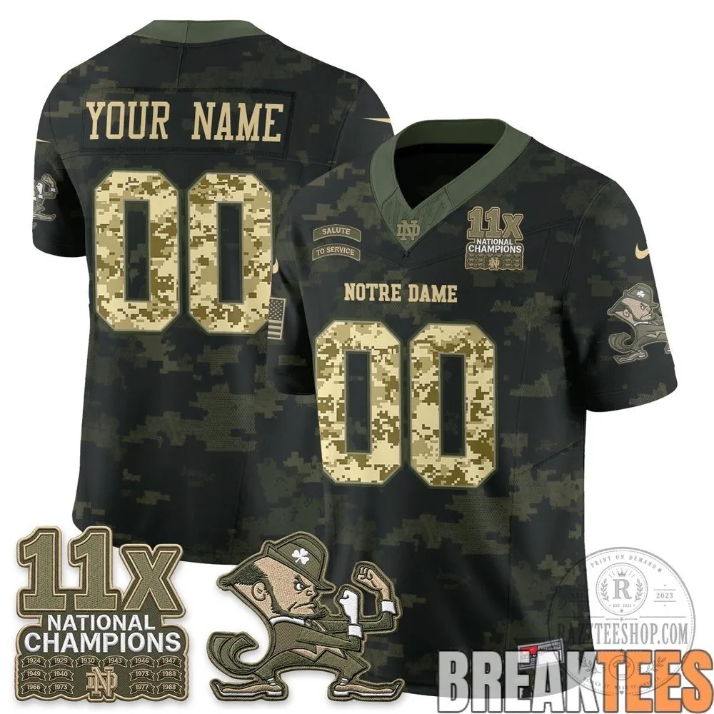 Notre Dame Fighting Irish Salute To Service Custom Football Jersey 10 Notre Dame Fighting Irish Salute To Service Custom Football Jersey