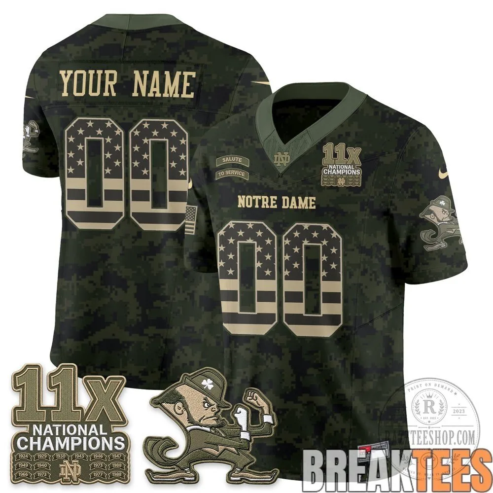 Notre Dame Fighting Irish Salute To Service Custom Football Jersey 11 Notre Dame Fighting Irish Salute To Service Custom Football Jersey