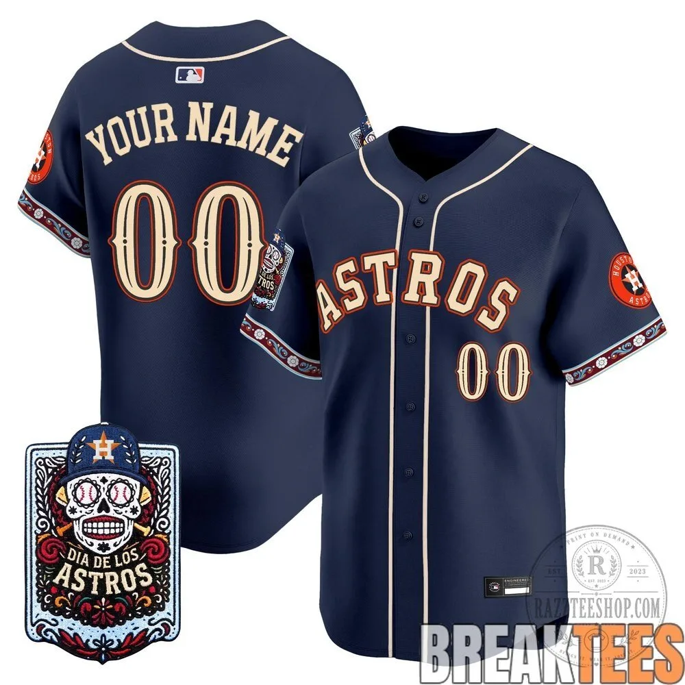 Houston Astros Day of the Dead Custom Baseball Jersey 1 Houston Astros Day of the Dead Custom Baseball Jersey