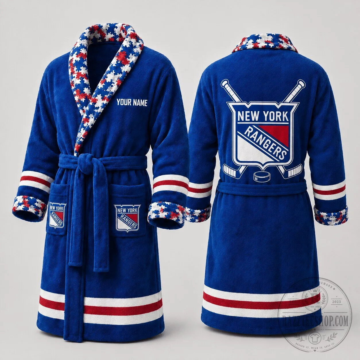 New York Rangers National Hockey League Personalized Luxury Bathrobe