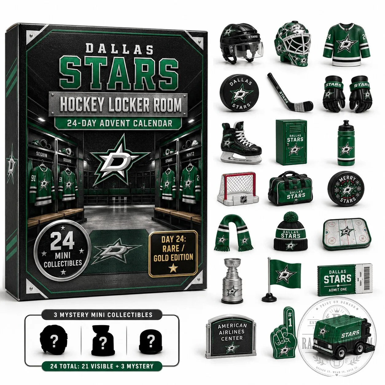 Dallas Stars Hockey Locker Room 24-Day Advent Calendar with Mini Collectibles