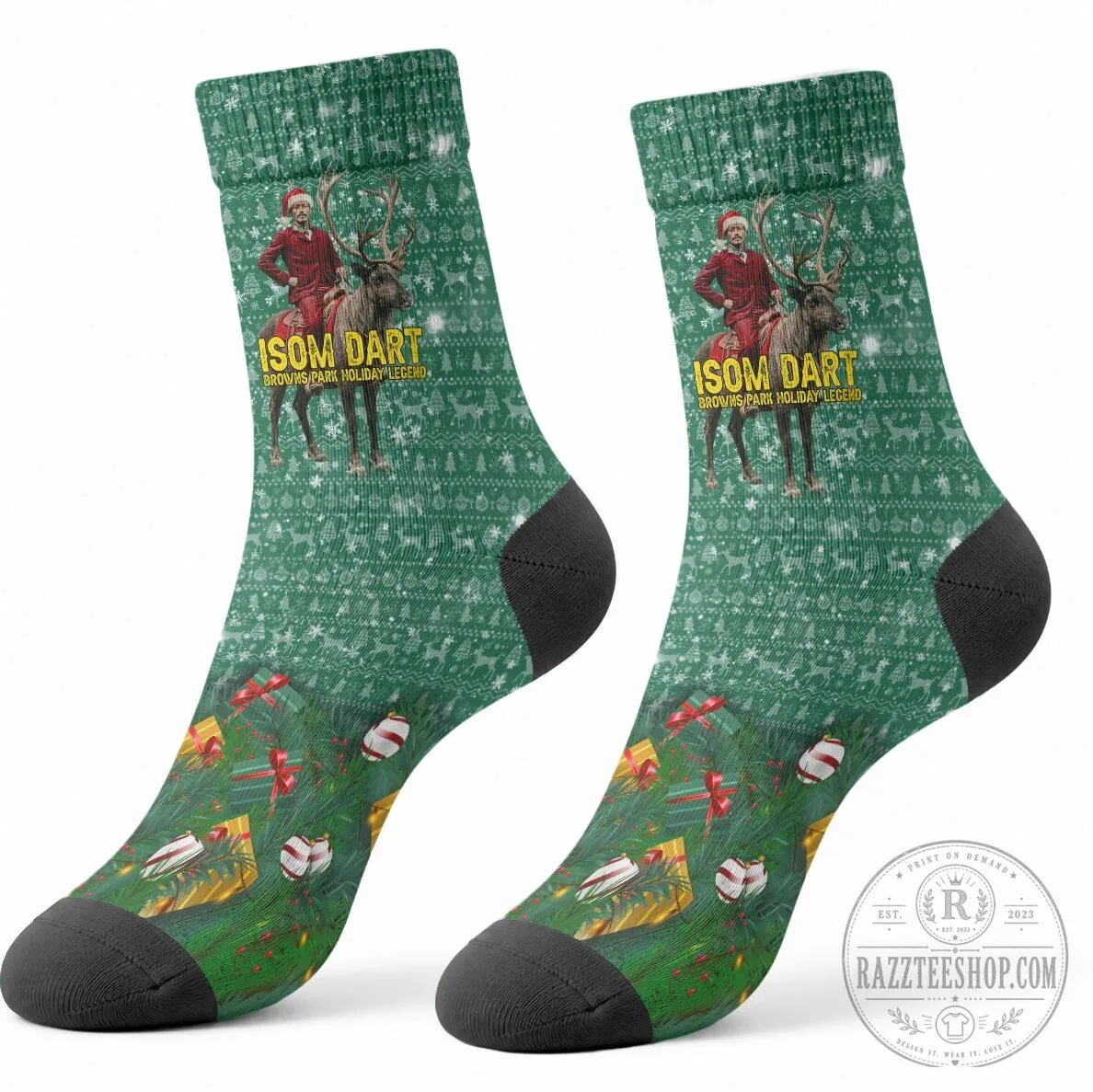 Isom Dart Cowboy Santa Reindeer Christmas Holiday Crew Socks 10 Isom Dart Cowboy Santa Reindeer Christmas Holiday Crew Socks