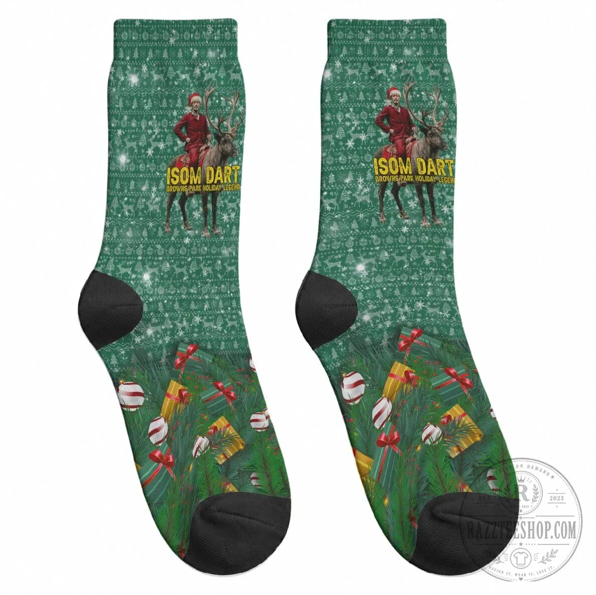 Isom Dart Cowboy Santa Reindeer Christmas Holiday Crew Socks 11 Isom Dart Cowboy Santa Reindeer Christmas Holiday Crew Socks