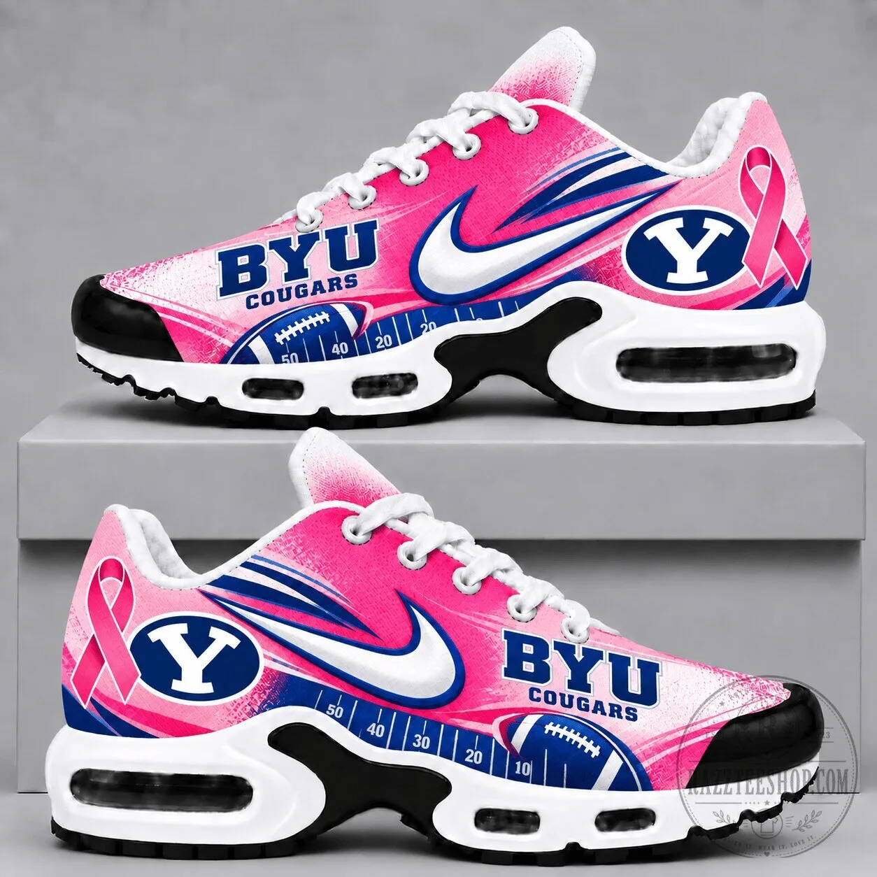 BYU Cougars Breast Cancer Awareness Pink Football Team Sneakers 5 BYU Cougars Breast Cancer Awareness Pink Football Team Sneakers