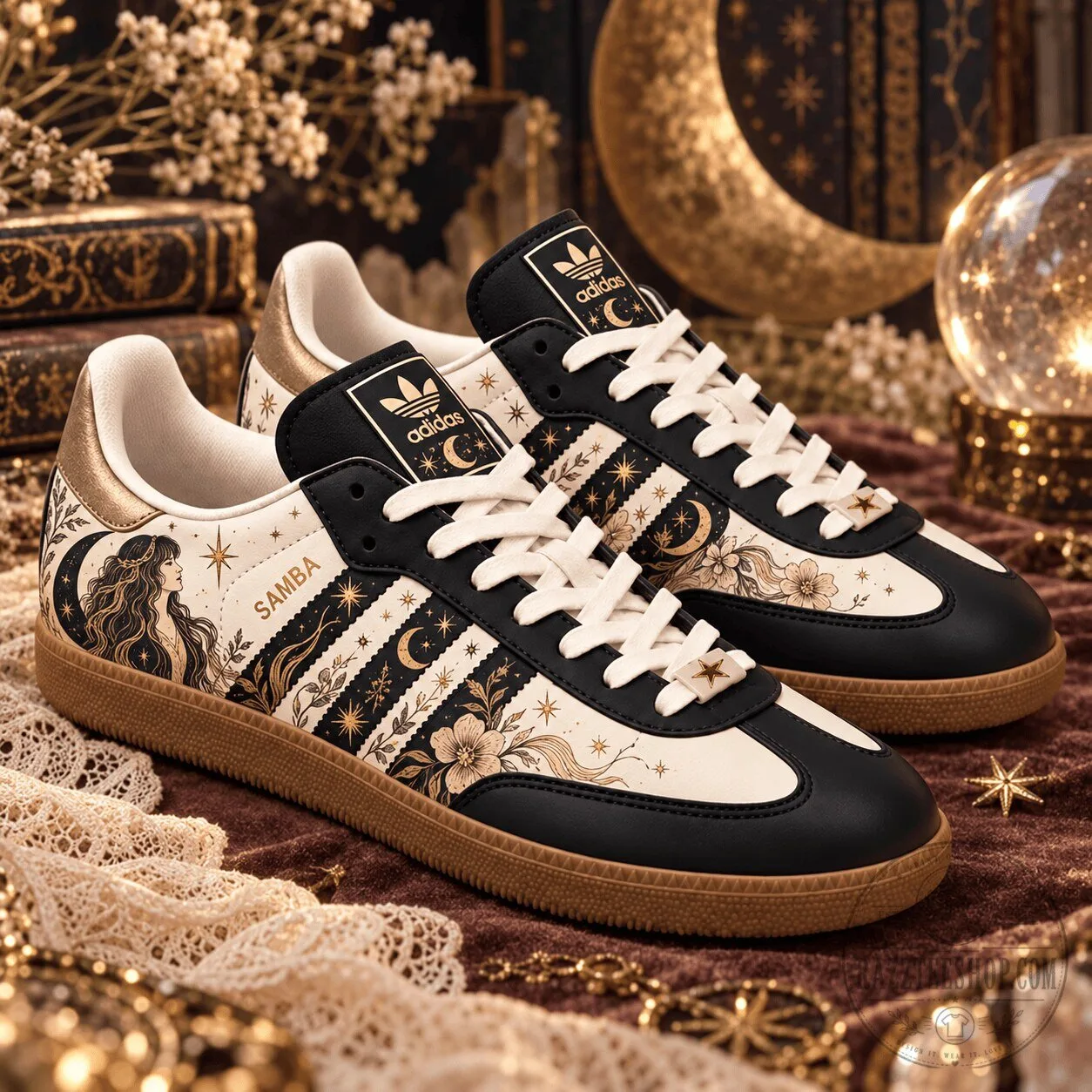 Celestial Moon and Stars Adidas Samba Shoes for Women, Custom Mystical Footwear 4 Celestial Moon and Stars Adidas Samba Shoes for Women, Custom Mystical Footwear