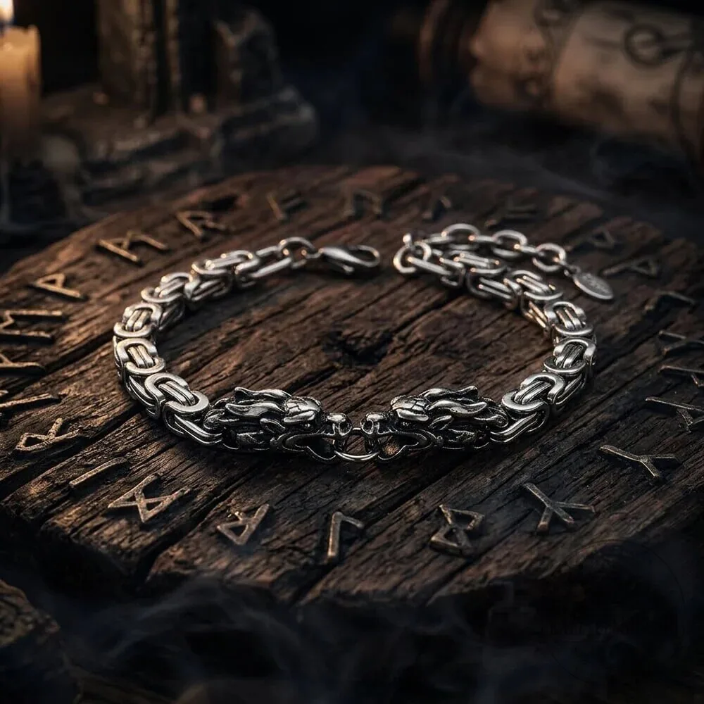 Viking Dragon Head Stainless Steel Bracelet Norse Mythology Jewelry