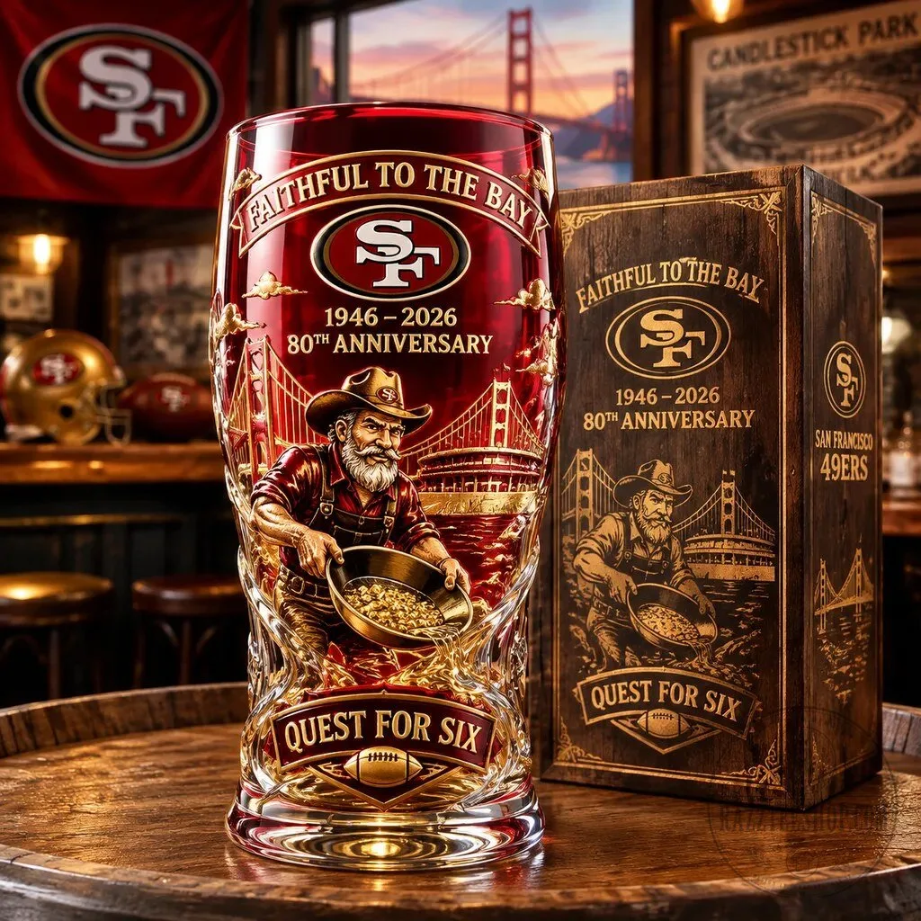 San Francisco 49ers 80th Anniversary Faithful To The Bay Commemorative Drinking Glass 5 San Francisco 49ers 80th Anniversary Faithful To The Bay Commemorative Drinking Glass