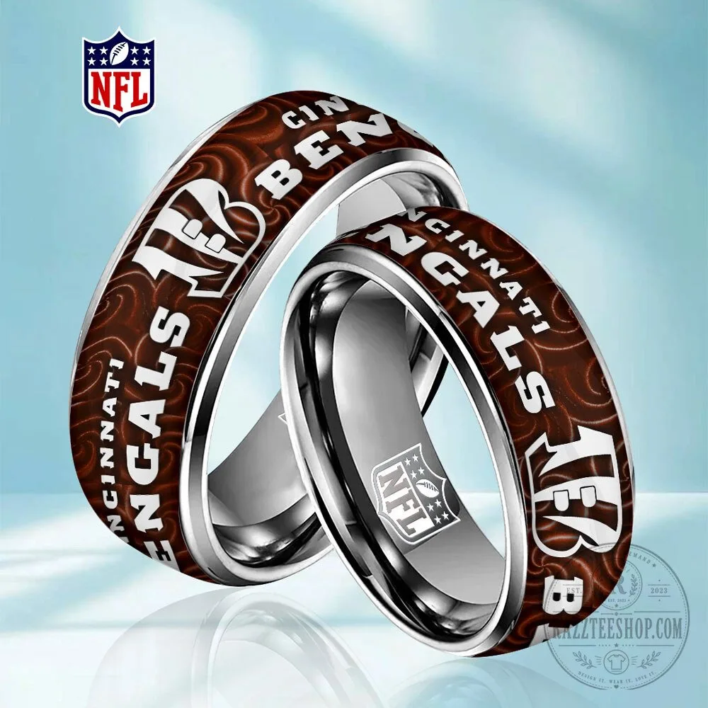 Cincinnati Bengals NFL Football Team Logo Stainless Steel Ring 1 Cincinnati Bengals NFL Football Team Logo Stainless Steel Ring