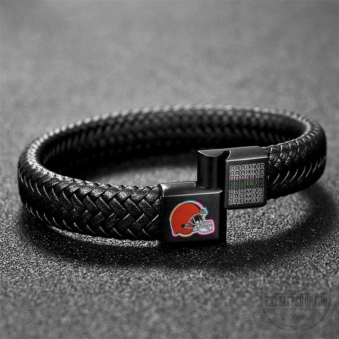 Cleveland Browns Crucial Catch Braided Leather Bracelet