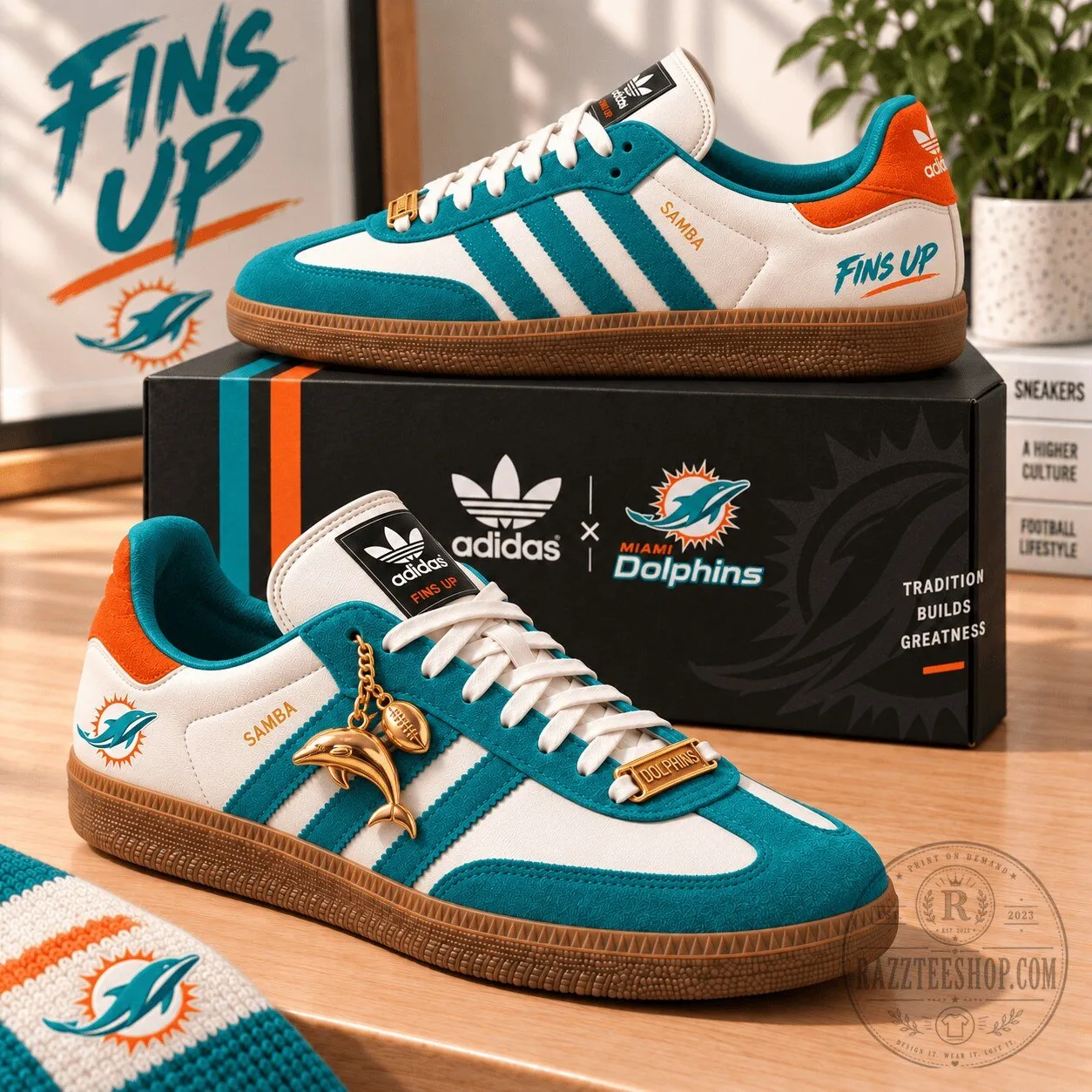 Miami Dolphins Fins Up Adidas Samba Shoes