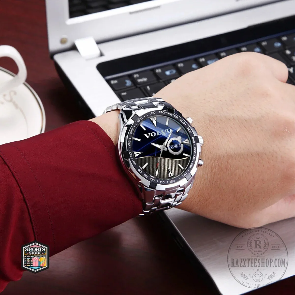 Volvo Car Company Logo Black and Gold Stainless Steel Men's Watch 15 Volvo Car Company Logo Black and Gold Stainless Steel Men