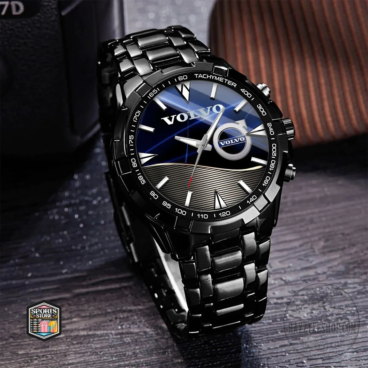 Volvo Car Company Logo Black and Gold Stainless Steel Men's Watch 17 Volvo Car Company Logo Black and Gold Stainless Steel Men