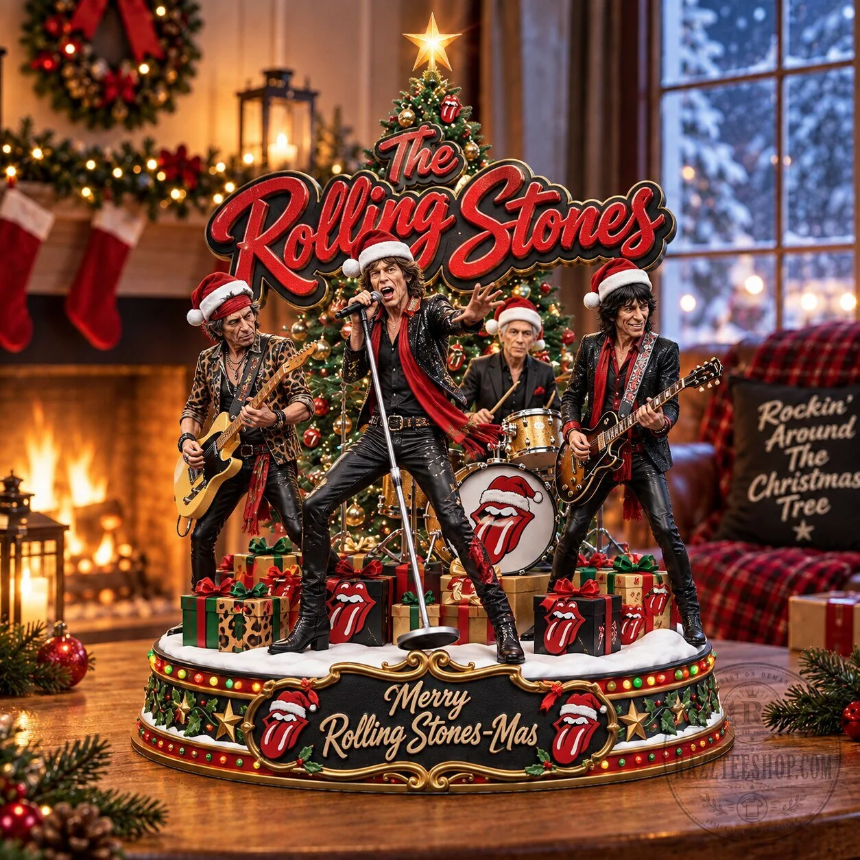 The Rolling Stones Christmas Holiday Musical Figurine with Lights 5 The Rolling Stones Christmas Holiday Musical Figurine with Lights
