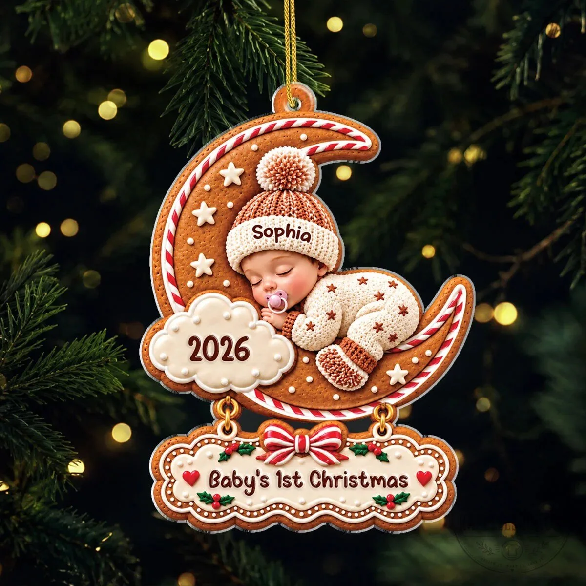 Personalized Baby's First Christmas Gingerbread Moon Acrylic Ornament 2026 7 Personalized Baby's First Christmas Gingerbread Moon Acrylic Ornament 2026