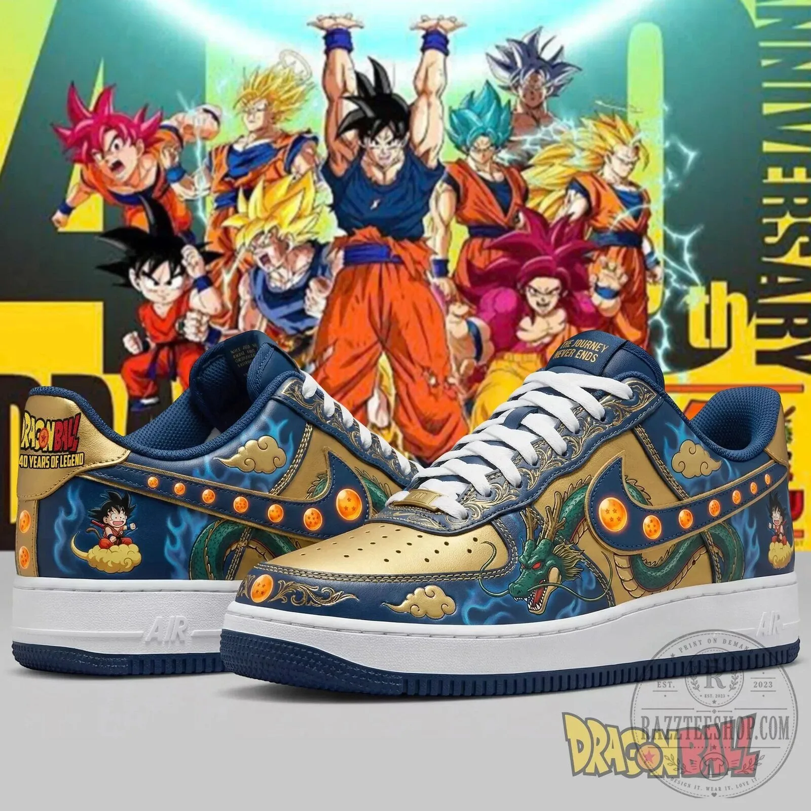 Dragon Ball Z Goku Super Saiyan Custom Anime Gold Blue Air Force 1 Shoes 4 Dragon Ball Z Goku Super Saiyan Custom Anime Gold Blue Air Force 1 Shoes