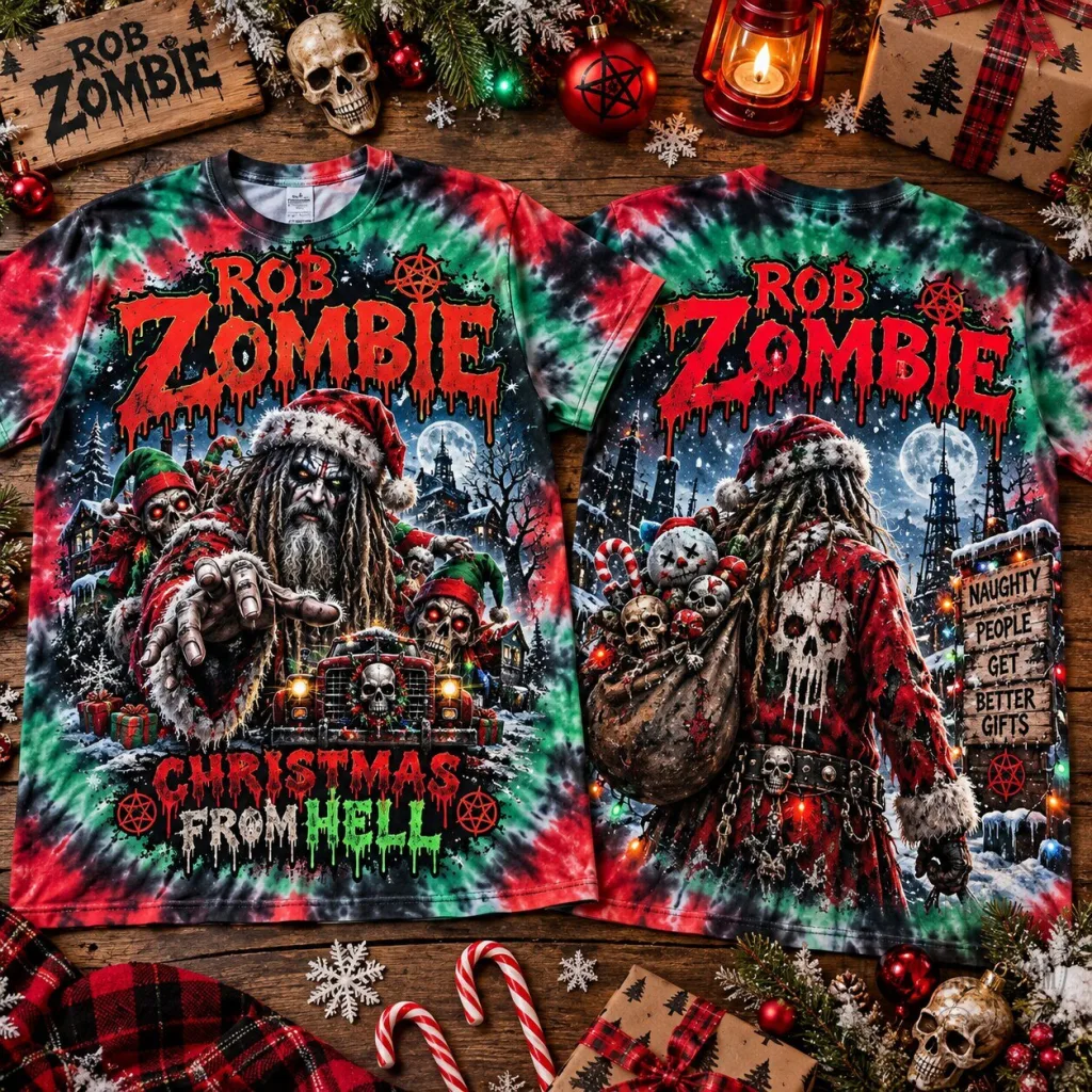 Rob Zombie Christmas From Hell Horror Art Tie-Dye Holiday T-Shirt Rob Zombie Christmas From Hell Horror Art Tie-Dye Holiday T-Shirt