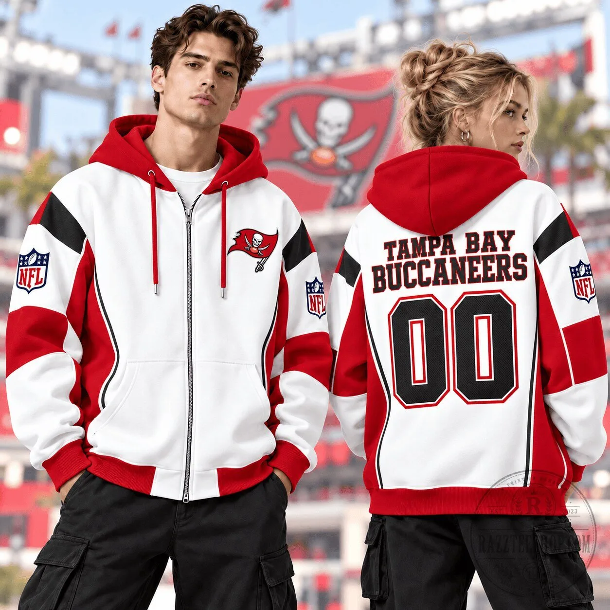 Tampa Bay Buccaneers NFL Football Game Day Custom Number Zip Hoodie