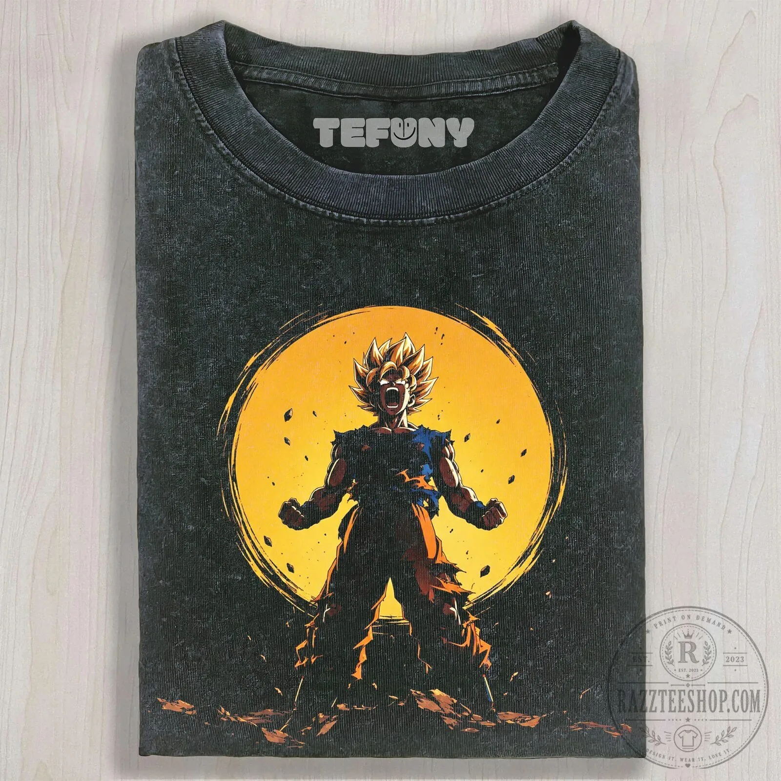 Dragon Ball Z Super Saiyan Goku Anime Manga Character Washed T-Shirt