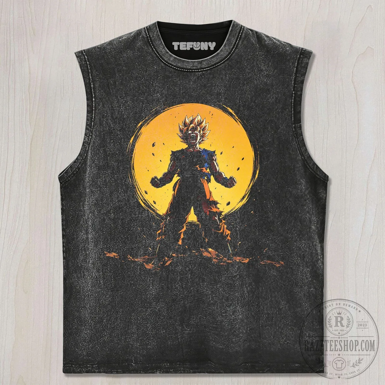 Dragon Ball Z Super Saiyan Goku Anime Manga Character Washed T-Shirt 10 Dragon Ball Z Super Saiyan Goku Anime Manga Character Washed T-Shirt