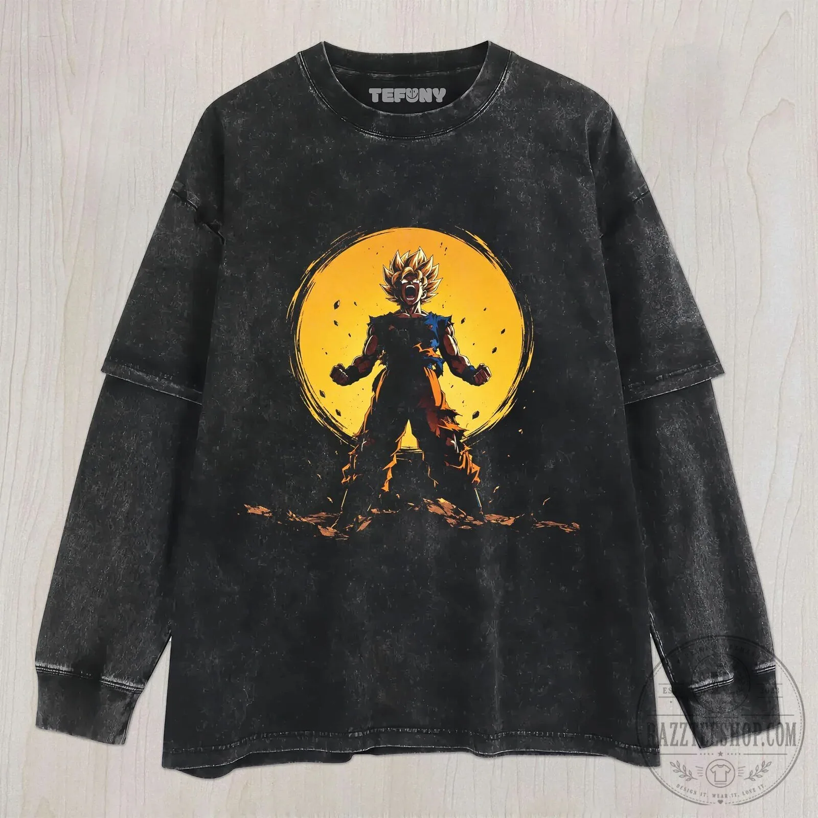 Dragon Ball Z Super Saiyan Goku Anime Manga Character Washed T-Shirt 11 Dragon Ball Z Super Saiyan Goku Anime Manga Character Washed T-Shirt