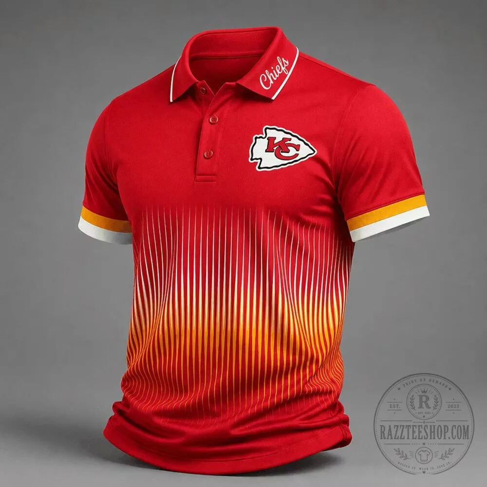 Kansas City Chiefs Football Team Red Fan Polo Shirt for Men