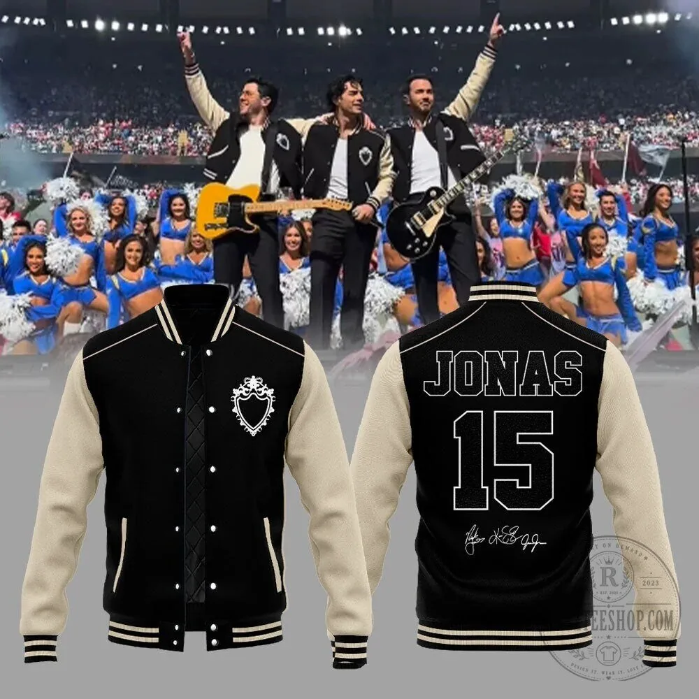 Jonas Brothers Concert Tour Varsity Jacket with Signature and Number 15