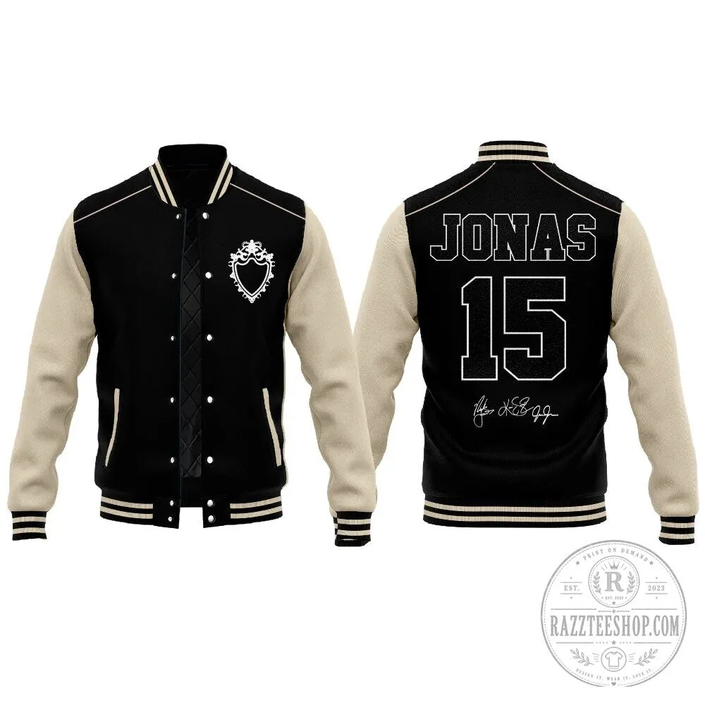 Jonas Brothers Concert Tour Varsity Jacket with Signature and Number 15 8 Jonas Brothers Concert Tour Varsity Jacket with Signature and Number 15